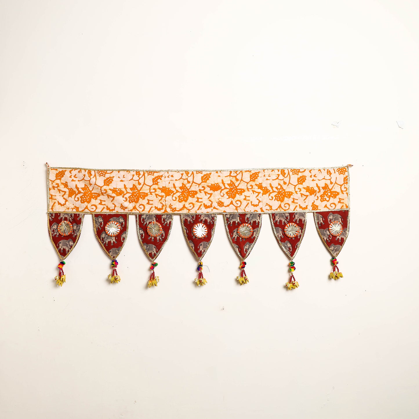 Handmade Shell Work Fabric Toran for Home Decor