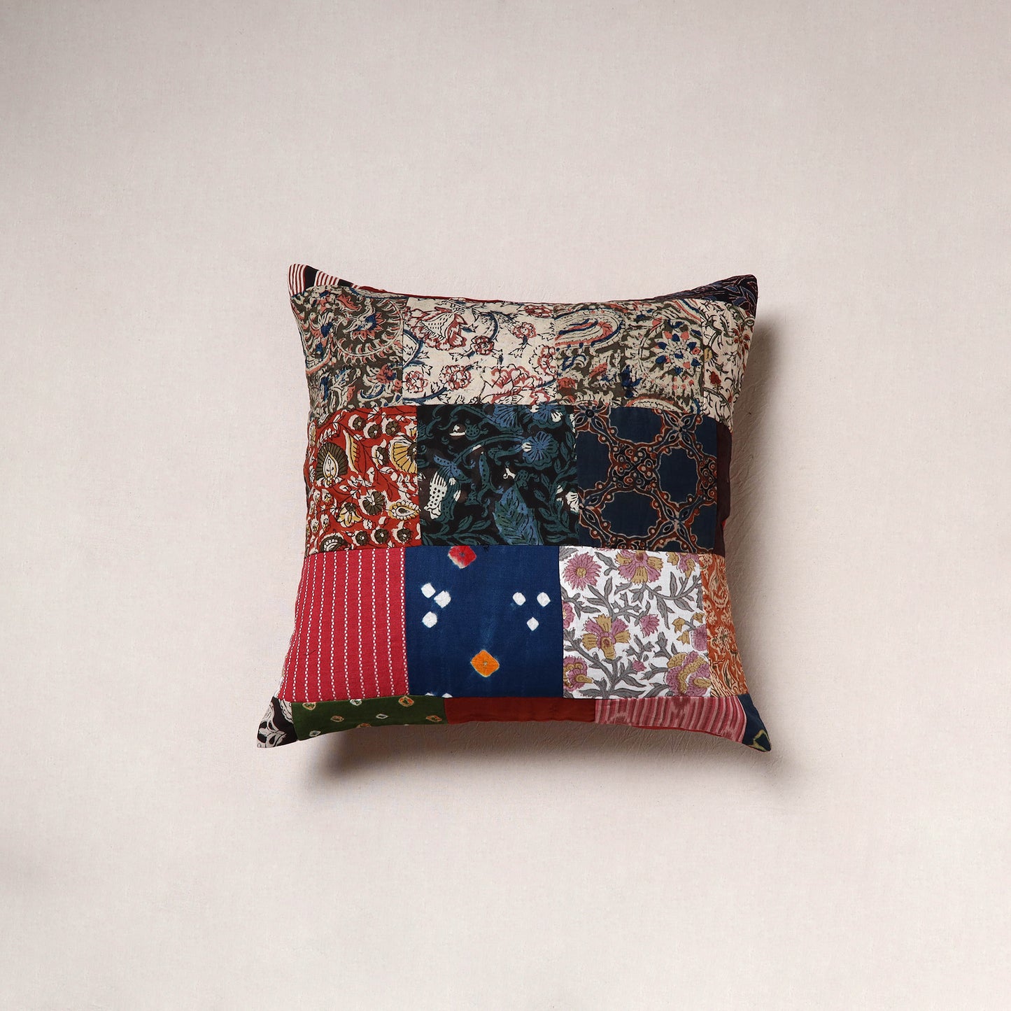 Handcrafted Patchwork Cushion Cover (16 x 16 in) 29