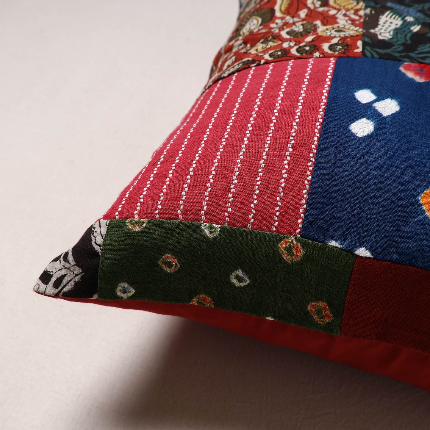 Handcrafted Patchwork Cushion Cover (16 x 16 in) 29