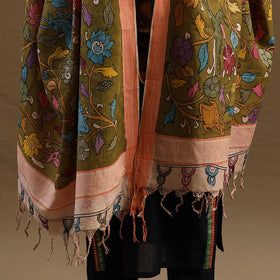 Pen Work Mangalagiri Cotton Handpainted Kalamkari Dupatta