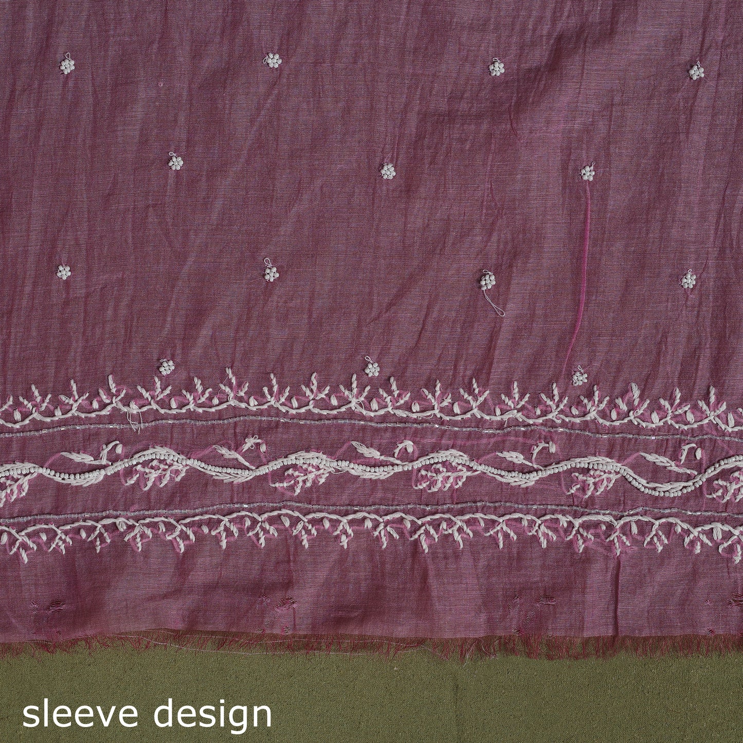 Pink Hand Embroidery 2pc Mul Chanderi Chikankari Dress Material