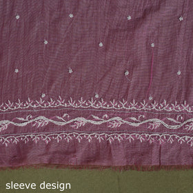 Pink Hand Embroidery 2pc Mul Chanderi Chikankari Dress Material