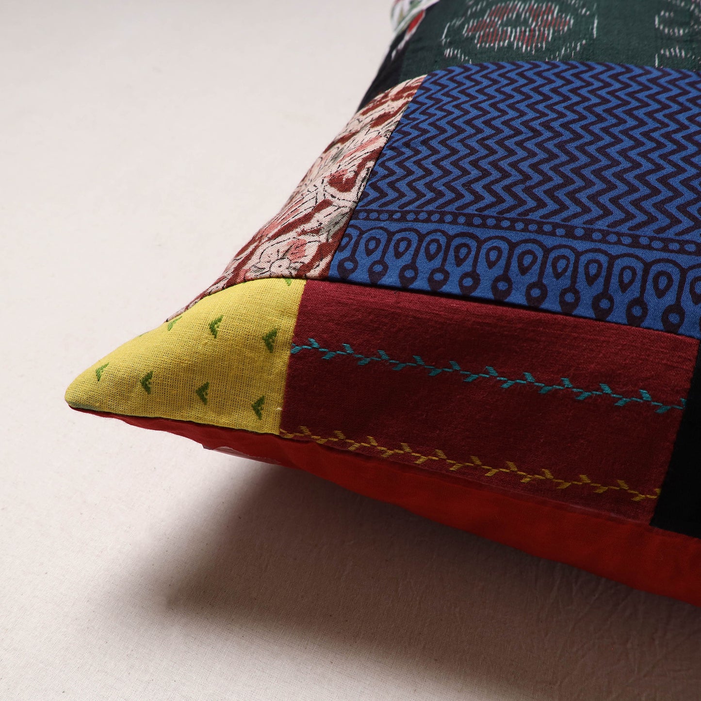 Handcrafted Patchwork Cushion Cover (16 x 16 in) 32