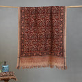 Maroon - Handloom Cotton Natural Dyed Block Print Pedana Kalamkari Towel 10