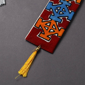 Handpainted fabric bookmark with tassel 21 - handcrafted