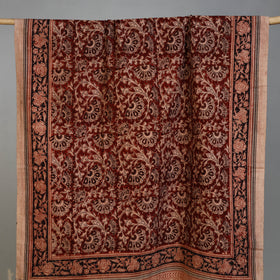 Maroon - Handloom Cotton Natural Dyed Block Print Pedana Kalamkari Towel 10