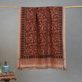 Maroon - Handloom Cotton Natural Dyed Block Print Pedana Kalamkari Towel 11