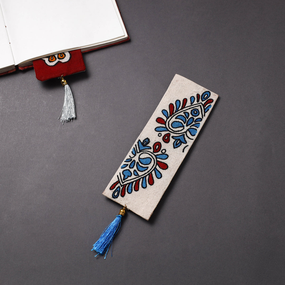 Handpainted Fabric Bookmark With Tassel 23