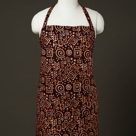 Brown - hand batik cotton apron with pocket 77 - handcrafted