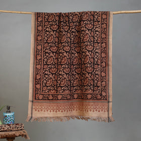 Maroon - Handloom Cotton Natural Dyed Block Print Pedana Kalamkari Towel 12