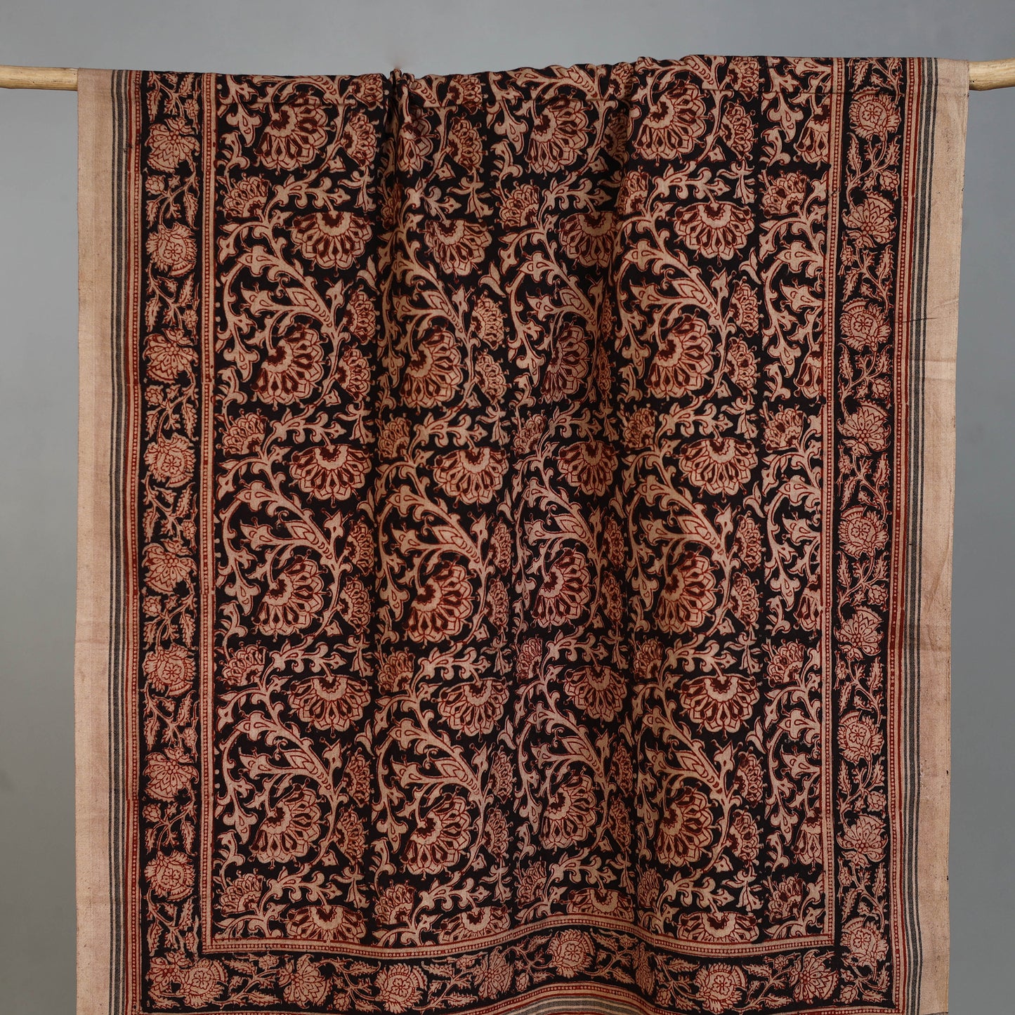 Maroon - Handloom Cotton Natural Dyed Block Print Pedana Kalamkari Towel 12