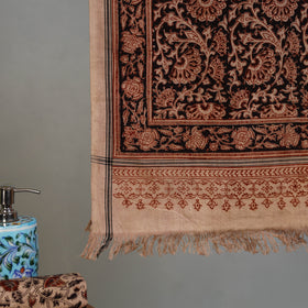 Maroon - Handloom Cotton Natural Dyed Block Print Pedana Kalamkari Towel 12