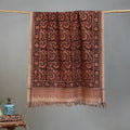 Maroon - Handloom Cotton Natural Dyed Block Print Pedana Kalamkari Towel 13
