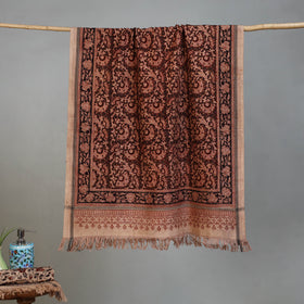Maroon - Handloom Cotton Natural Dyed Block Print Pedana Kalamkari Towel 13