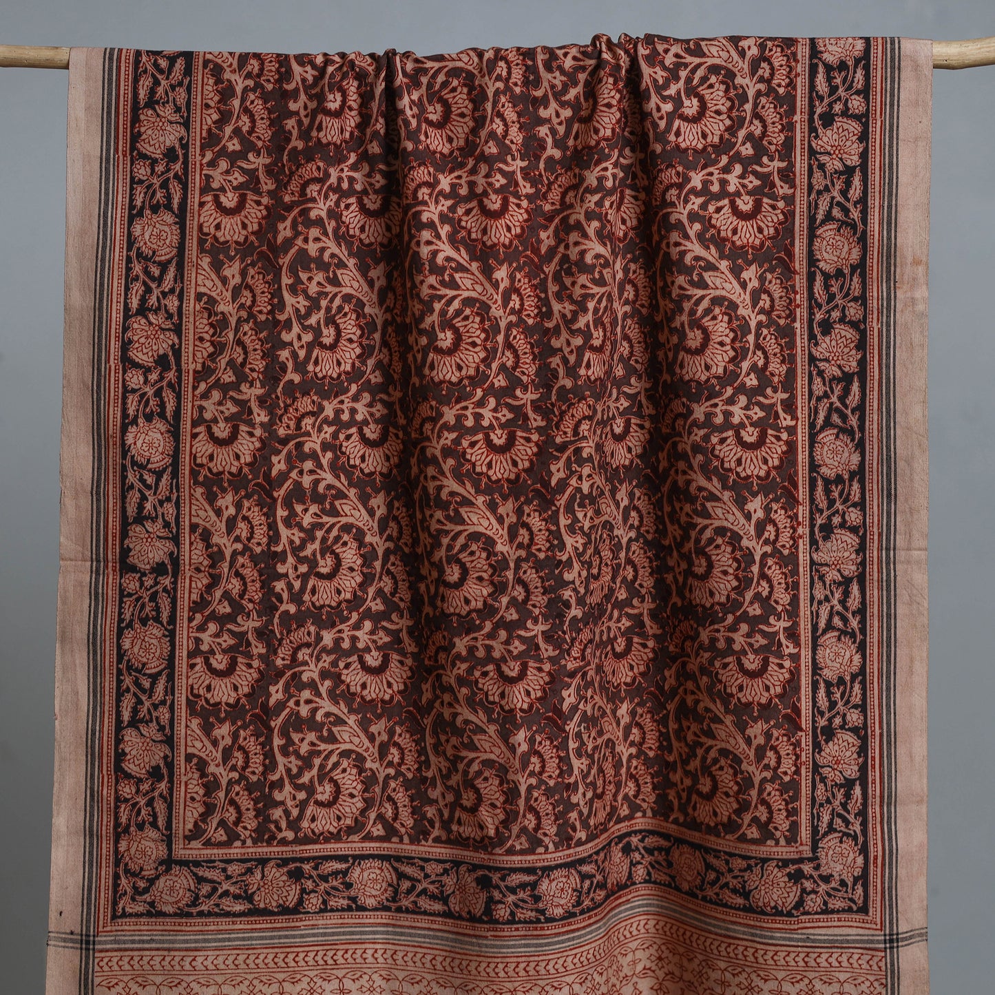 Maroon - Handloom Cotton Natural Dyed Block Print Pedana Kalamkari Towel 13