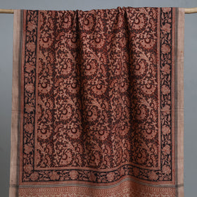 Maroon - Handloom Cotton Natural Dyed Block Print Pedana Kalamkari Towel 13
