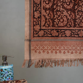 Maroon - Handloom Cotton Natural Dyed Block Print Pedana Kalamkari Towel 13
