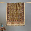 Yellow - Handloom Cotton Natural Dyed Block Print Pedana Kalamkari Towel 14