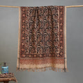 Beige - Handloom Cotton Natural Dyed Block Print Pedana Kalamkari Towel 15