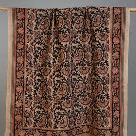 Beige - Handloom Cotton Natural Dyed Block Print Pedana Kalamkari Towel 15