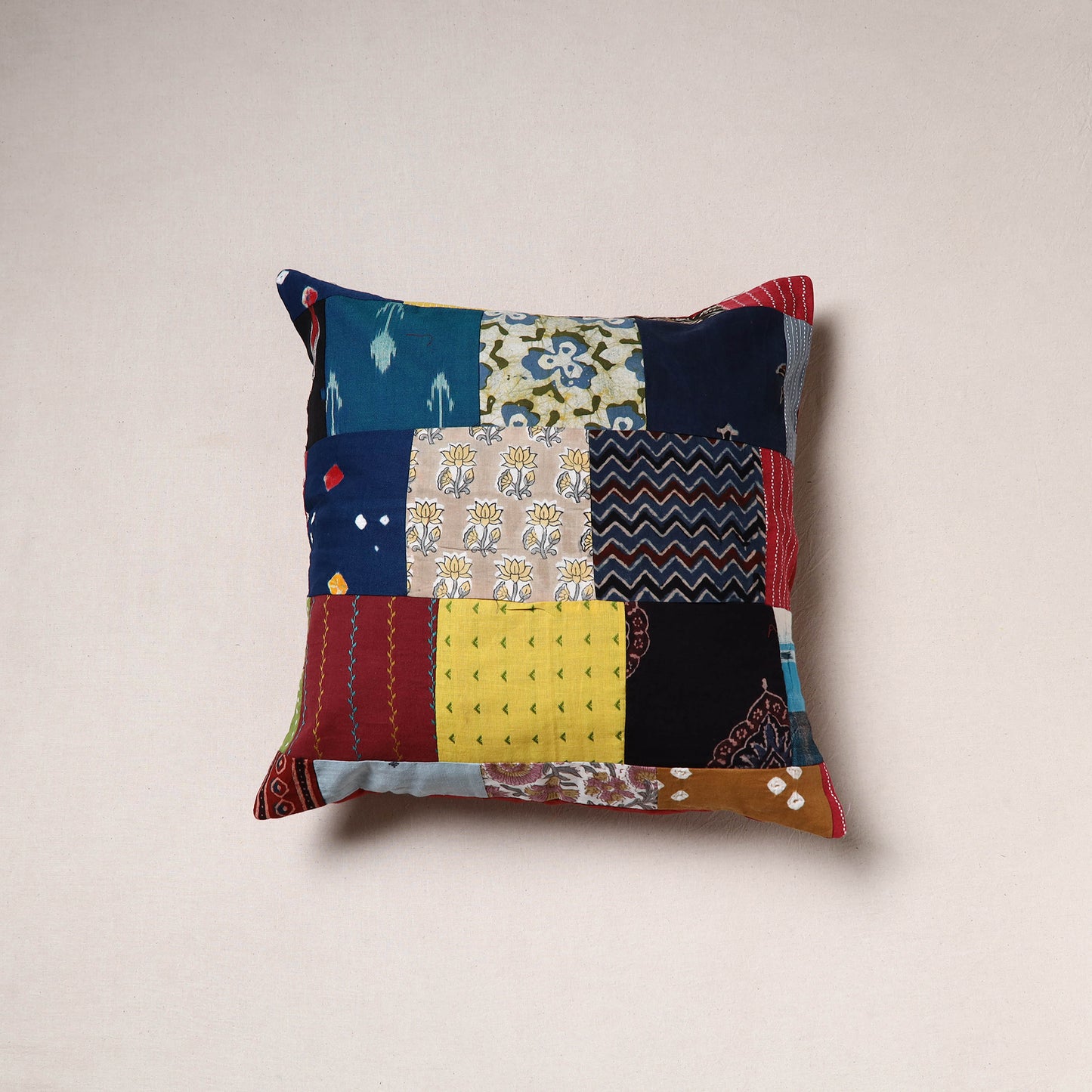 Handcrafted Patchwork Cushion Cover (16 x 16 in) 42
