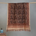Beige - Handloom Cotton Natural Dyed Block Print Pedana Kalamkari Towel 16