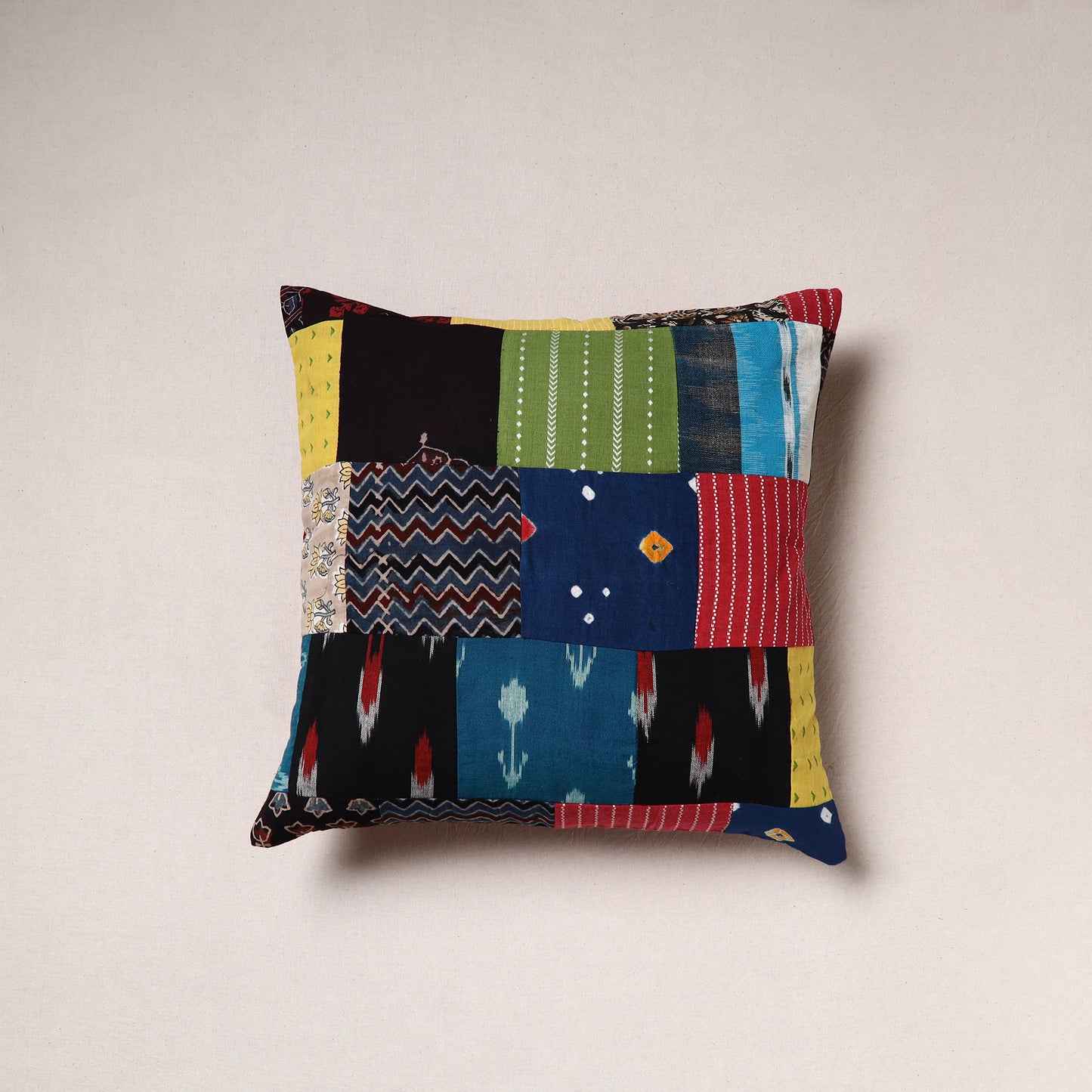 Handcrafted Patchwork Cushion Cover (16 x 16 in) 43