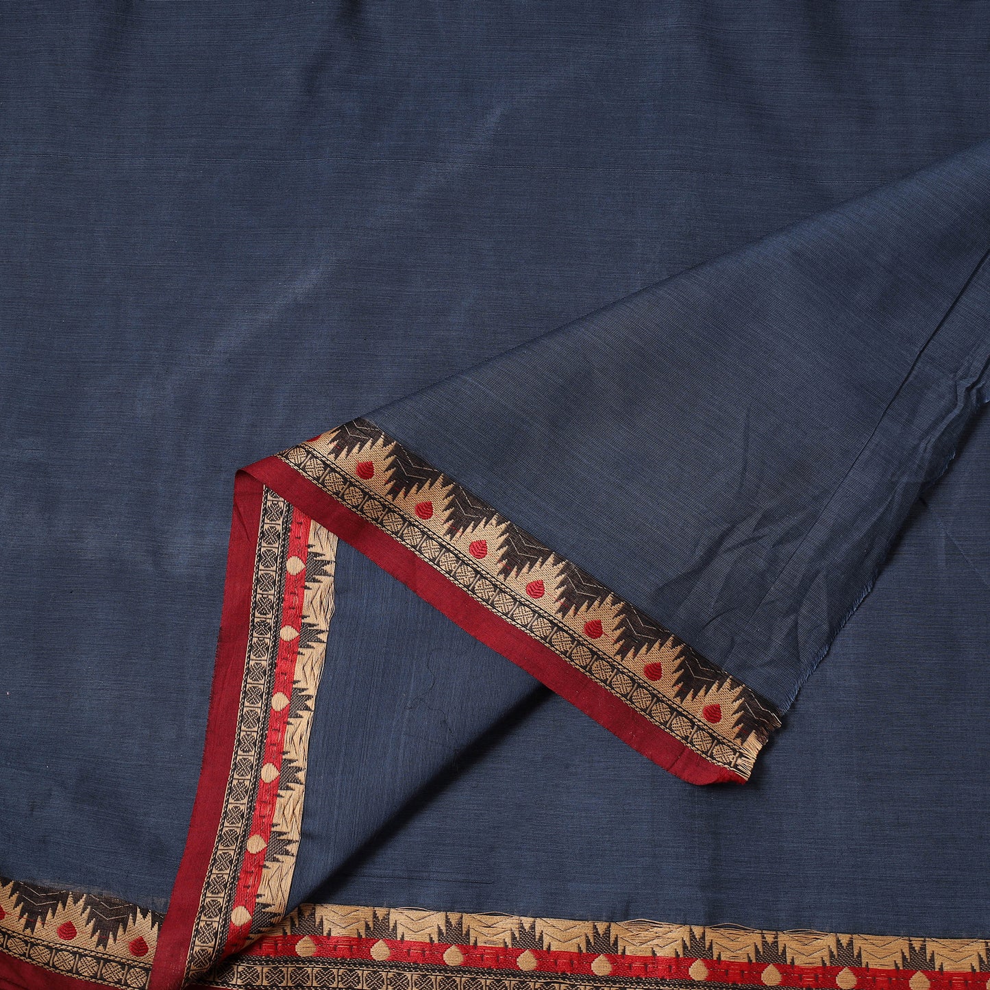 Blue - Kanchipuram Cotton Fabric with Zari Border