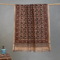 Beige - Handloom Cotton Natural Dyed Block Print Pedana Kalamkari Towel 17