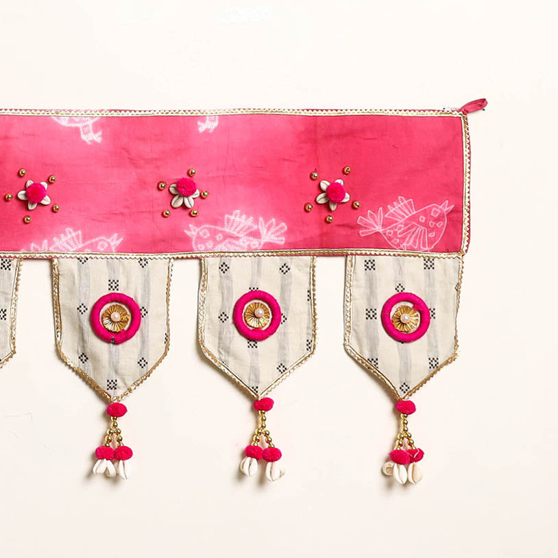 Handmade Shell Work Fabric Toran for Home Decor