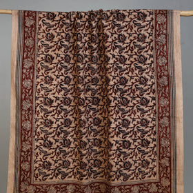 Beige - Handloom Cotton Natural Dyed Block Print Pedana Kalamkari Towel 17