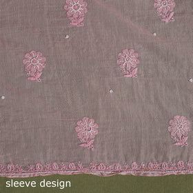 Pink Hand Embroidery 2pc Mul Chanderi Chikankari Dress Material