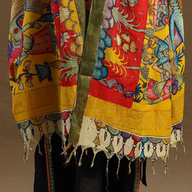 Pen Work Mangalagiri Cotton Handpainted Kalamkari Dupatta