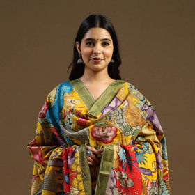 Pen Work Mangalagiri Cotton Handpainted Kalamkari Dupatta