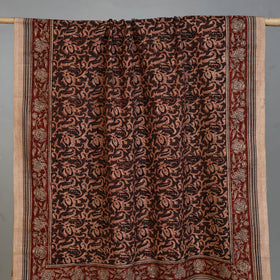 Beige - Handloom Cotton Natural Dyed Block Print Pedana Kalamkari Towel 18