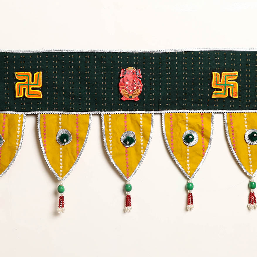 Handmade Shell Work Fabric Toran for Home Decor