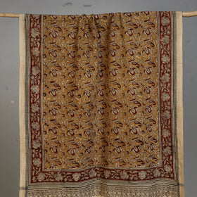 Yellow - Handloom Cotton Natural Dyed Block Print Pedana Kalamkari Towel 19