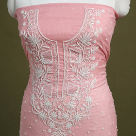 Hand Embroidery 2pc Mul Chanderi Chikankari Dress Material