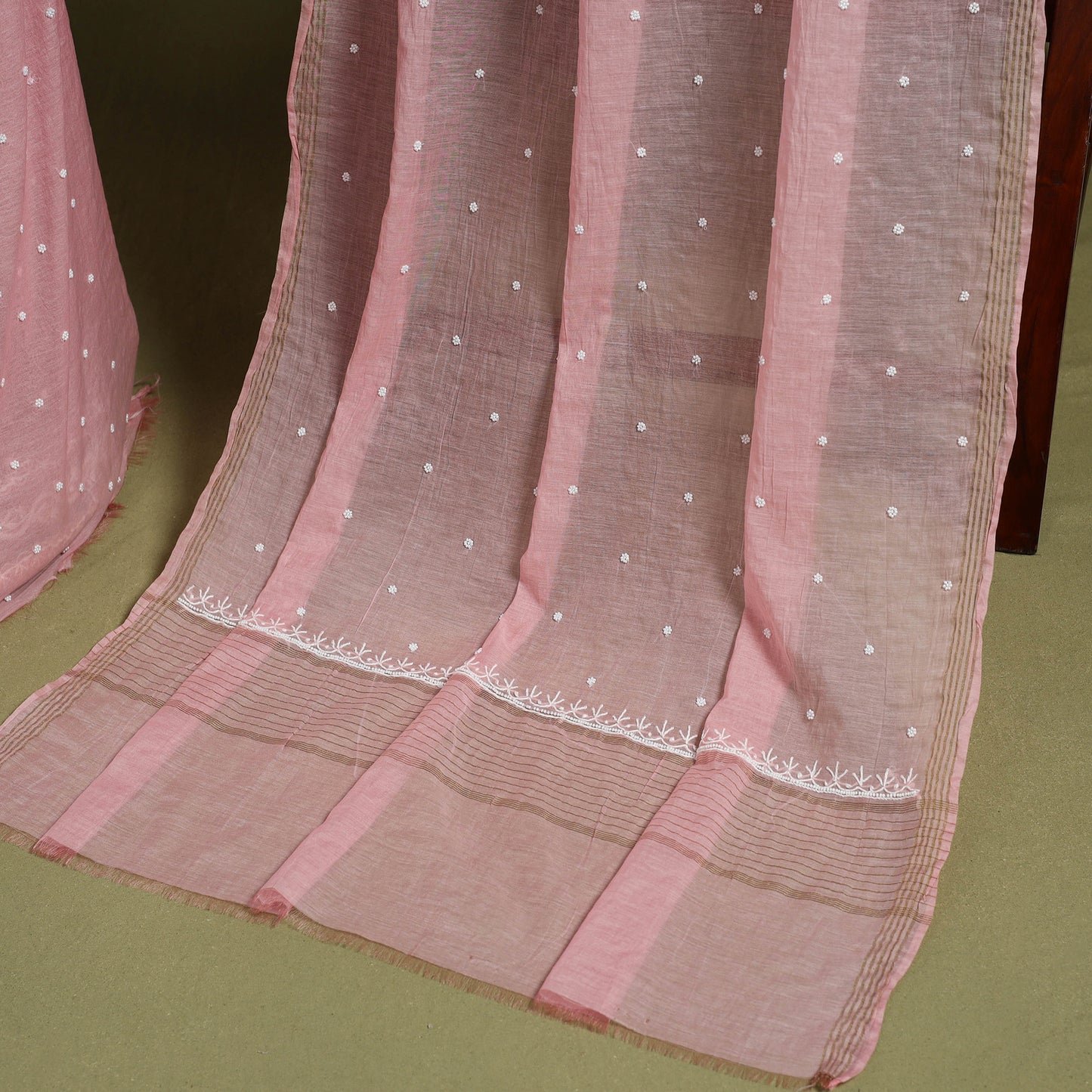 Hand Embroidery 2pc Mul Chanderi Chikankari Dress Material