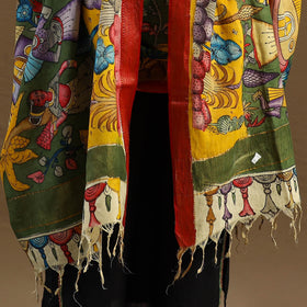 Green - pen work mangalagiri cotton handpainted kalamkari