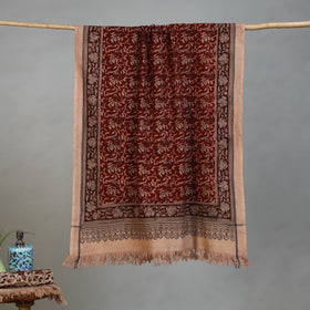 Maroon - Handloom Cotton Natural Dyed Block Print Pedana Kalamkari Towel 20