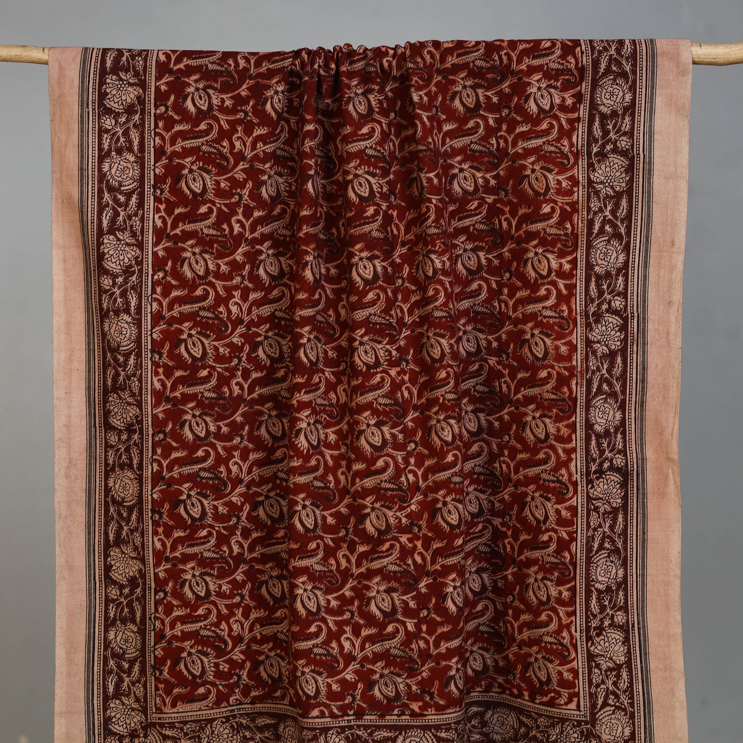 Maroon - Handloom Cotton Natural Dyed Block Print Pedana Kalamkari Towel 20