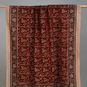 Maroon - Handloom Cotton Natural Dyed Block Print Pedana Kalamkari Towel 20