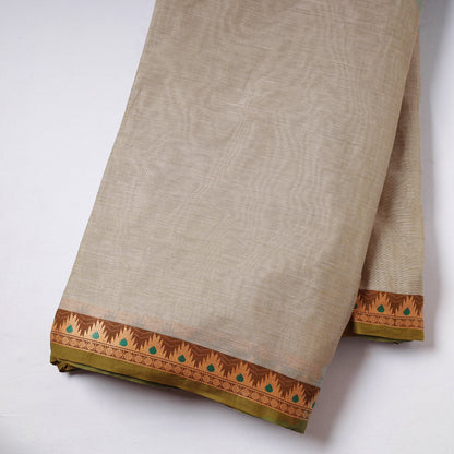 Beige - Kanchipuram Cotton Fabric with Zari Border