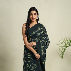Buy Green Bindaas Art Natural Dyed Cotton Block Print Saree