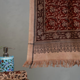 Maroon - Handloom Cotton Natural Dyed Block Print Pedana Kalamkari Towel 20