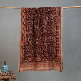 Maroon - Handloom Cotton Natural Dyed Block Print Pedana Kalamkari Towel 21