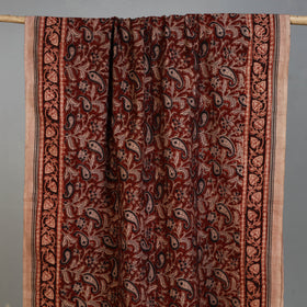Maroon - Handloom Cotton Natural Dyed Block Print Pedana Kalamkari Towel 21