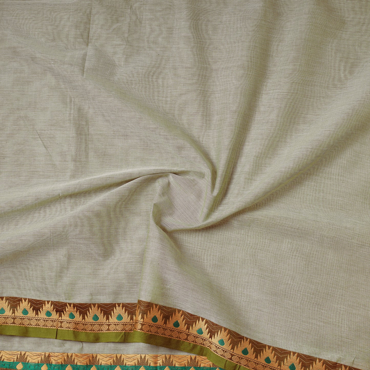 Green - Kanchipuram Cotton Fabric with Zari Border