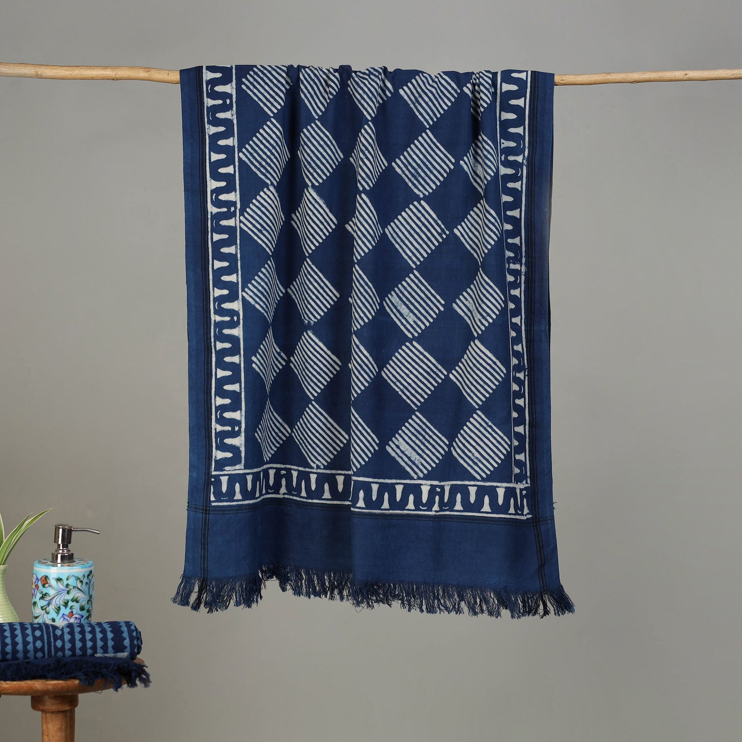 Pipad Hand Block Print Natural Dyed Pure Handloom Cotton Towel 06